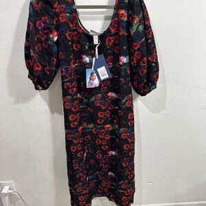 Rachel Comey Target Women Floral Puff Sleeves Pockets A-Line Midi Dress NWT SZ 6